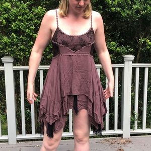 Mauve Purple Lace Free People Shirt Dress